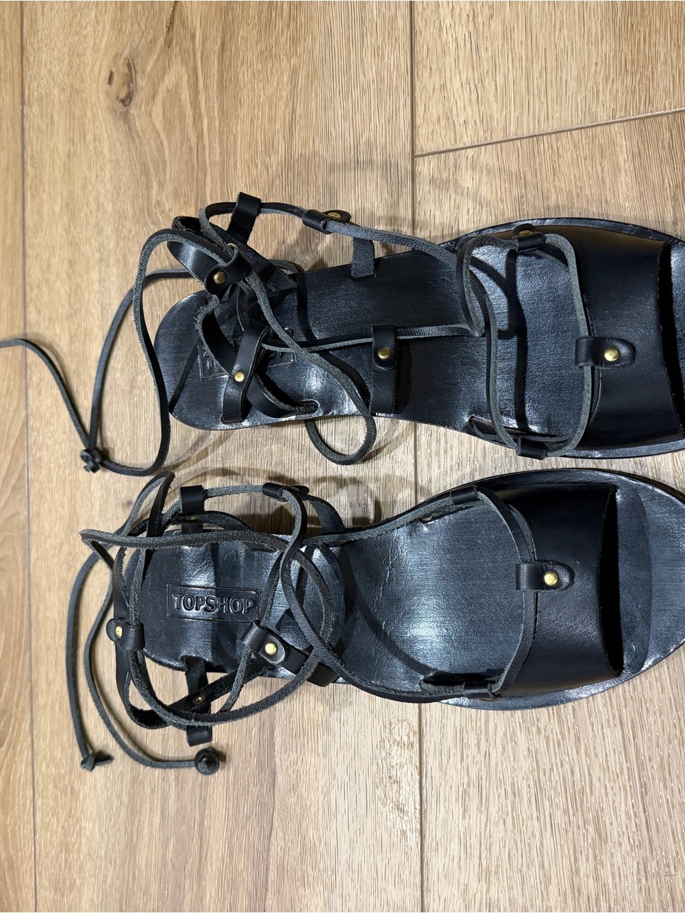 Topshop Black Strappy Lace-Up Gladiator Sandals